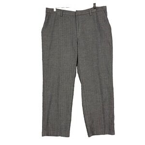 Lands End Pants Womens 16W Grey Herringbone High Rise‎ Work Career Elastic Waist